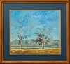 Roberta Jeanne Owen (California), "California Landscape," 20th c., oil on paper, signed lower left in pencil, presented in a wood frame, H.- 14 1/4 in