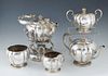 Five Piece Sterling Tea Set, 20th c., by Black, Starr and Frost, No. 1288, consisting of a teapot, a hot water kettle on stand, with alcohol burner; a