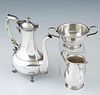 Three Pieces of Sterling Silver, early 20th c., consisting of a coffee pot by Wm. Kendrick's Sons, Louisville, KY on paw feet together with a sterling