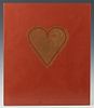 George Dunbar (1927-, Louisiana), "Heart," gold leaf over red clay, signed lower right, unframed, H.- 14 in., W.- 12 in.
