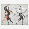 Yves Saint Laurent (French, 1936-2008) Costumes de Grotesques Les Ballets de Roland Petit [with additional fashion drawing verso]