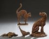 Group of Four Cast Iron Door Stops, 20th/21st c., consisting of a dog, a cat, a frog and a bird, Dog- H.- 12 in., W.- 8 3/4 in., D.- 3 1/4 in. (4 Pcs.