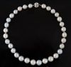 Graduated Strand of Thirty-One Tahitian Off White Cultured Pearls, ranging from 12-15mm, with a 14K white gold ball clasp, L.- 18 in., with appraisal.
