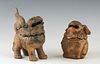 Near Pair of Chinese Cast Iron Foo Dog Incense Burners, early 20th c., H.- 6 in., W.- 4 1/2 in., D- 3 1/4 in.