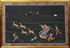 Indian School, "The Tiger Hunt," 19th/20th c., watercolor on silk, presented in a gilt frame, H.- 20 in., W.- 28 3/4 in.