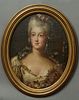 French School, "Portrait of a Lady," 19th c., oil on canvas laid to board, unsigned, presented in an oval gilt frame, H.- 13 1/4 in., W.- 10 1/2 in., 