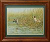 Fernand Maissen (1873-, French), "Duck Hunting," early 20th c., oil on panel, signed lower left, presented in a wood frame, H.- 12 1/2 in., W.- 17 1/4