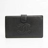 Chanel Coco Mark A13498 Women's Caviar Leather Caviar Leather Long Wallet (bi-fold) Black BF529311