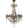 Antique French Bronze & Crystal Chandelier