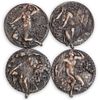 (4Pc) Four Seasons Figural Bronze Plaque Set