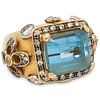 Tom Castor 18k Gold, Aquamarine and Diamond Ring
