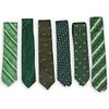 (6 Pcs) Assorted Silk Necktie Group - Green Woven Pattern