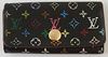 Louis Vuitton Black Murakami Edition 4 Key Holder, the coated canvas multicolor monogram with a golden brass accent snap, opening to four golden brass