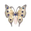EVELYN CLOTHIER, DIAMOND, SAPPHIRE, CULTURED BAROQUE PEARL AND ENAMEL BUTTERLY BROOCH
