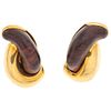 PAIR OF EARRINGS WITH WOOD IN 18K YELLOW GOLD, SEAMAN SCHEPPS, BOSQUE COLLECTION  Weight: 23.6 g