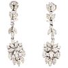 PAIR OF EARRINGS WITH DIAMONDS IN PALLADIUM SILVER 36 Marquise cut diamonds ~3.60 ct and 16 Brilliant cut diamonds ~0.48 ct