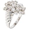 RING WITH DIAMONDS IN 14K WHITE GOLD 17 Brilliant cut diamonds ~1.0 ct  Weight: 5.5 g. Size: 9