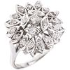 RING WITH DIAMONDS IN 14K WHITE GOLD 21 8x8 and brilliant cut diamonds ~0.55 ct. Weight: 6.1 g. Size: 6