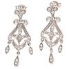 PAIR OF EARRINGS WITH DIAMONDS IN 14K WHITE GOLD 50 Brilliant cut diamonds ~0.50 ct. Weight: 4.8 g. Size: 0.4 x 1.2" (1.1 x 3.1 cm)