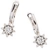 PAIR OF EARRINGS WITH DIAMONDS IN 14K WHITE GOLD 18 Brilliant cut diamonds ~0.52 ct. Weight: 4.0 g. Size: 0.3 x 0.7" (0.8 x 1.9 cm)