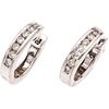 PAIR OF EARRINGS WITH DIAMONDS IN 14K WHITE GOLD 14 Brilliant cut diamonds ~0.28 ct. Weight: 3.1 g
