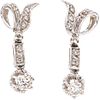 PAIR OF EARRINGS WITH DIAMONDS IN PALLADIUM SILVER 16 8x8 and brilliant cut diamonds ~0.45 ct. Weight: 3.4 g. Size: 0.35 x 0.8" (0.9 x 2.1 cm)