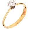 SOLITAIRE RING WITH DIAMOND IN 14K YELLOW GOLD 1 Brilliant cut diamond ~0.40 ct  Clarity: I1-I2. Size: 9 ¼