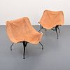 Pair of Leather Lounge Chairs, Manner of Max Gottschalk