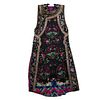 A BLACK-GROUND EMBROIDERED FLOWERS CHINESE WAISTCOAT