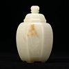 A CARVED JADE JAR WITH COVER 