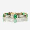 An emerald, diamond, and eighteen karat gold bracelet