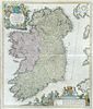 J. B. Homann, Hiberniae Regnum, 18th century hand coloured engraved map of Ireland, 58 x 49cm (23 x