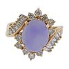 14k Gold Lavender Jade Diamond Ring 