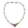 14k Gold Pearl Amethyst Pendant Necklace