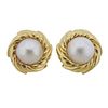 Large 18k Gold Mabe Pearl Earrings