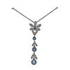 Tiffany & Co Garland Platinum Aquamarine Diamond Pendant Necklace