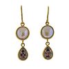 Mallary Marks 22k Gold Pearl Gemstone Drop Earrings