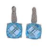 14k Gold Blue Topaz Diamond Earrings 
