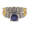 14k Gold Diamond Sapphire Bridal Ring Set