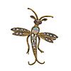 14k Gold Opal Pearl Ruby Insect Brooch