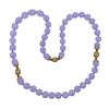 18k Gold Diamond Lavender Jade Bead Necklace