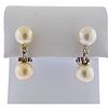 14k Gold Pearl Diamond Earrings