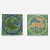 Grueby Faience Company, Rare trivet tiles with duck and rabbit