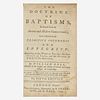 [Americana] [Franklin, Benjamin] Dell, William The Doctrine of Baptisms, Reduced from its Ancient and Modern Corruptions; And Restored to its Primitiv
