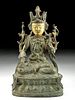 17th C. Chinese Ming Dynasty Gilt Bronze Seated Guanyin