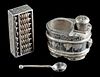 Vintage Japanese Silver Abacus Salt Shaker & Cruet