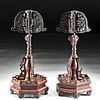 Pair of 19th C. Chinese Qing Wood Rotating Hat Stands