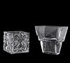 TWO BACCARAT GEOMETRIC COLORLESS CRYSTAL VESSELS