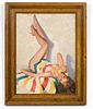 AFTER GIL ELVGREN "WISH YOU WERE NEAR" PIN UP OIL