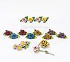 15PC PORCELAIN FLOWER CARDHOLDERS, HEREND & OTHERS